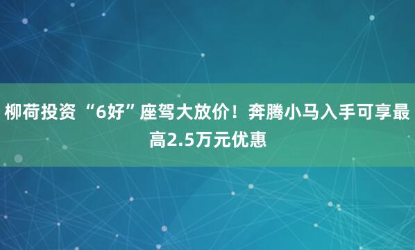 柳荷投资 “6好”座驾大放价!奔腾小马入手可享最高2.5万元优惠