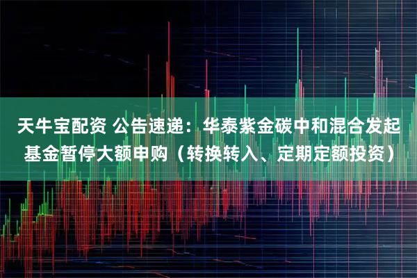 天牛宝配资 公告速递：华泰紫金碳中和混合发起基金暂停大额申购（转换转入、定期定额投资）